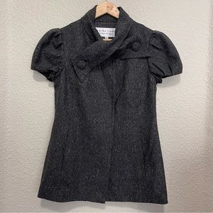Trina Turk Wool Blend Cap Sleeves Gray Blazer size 6